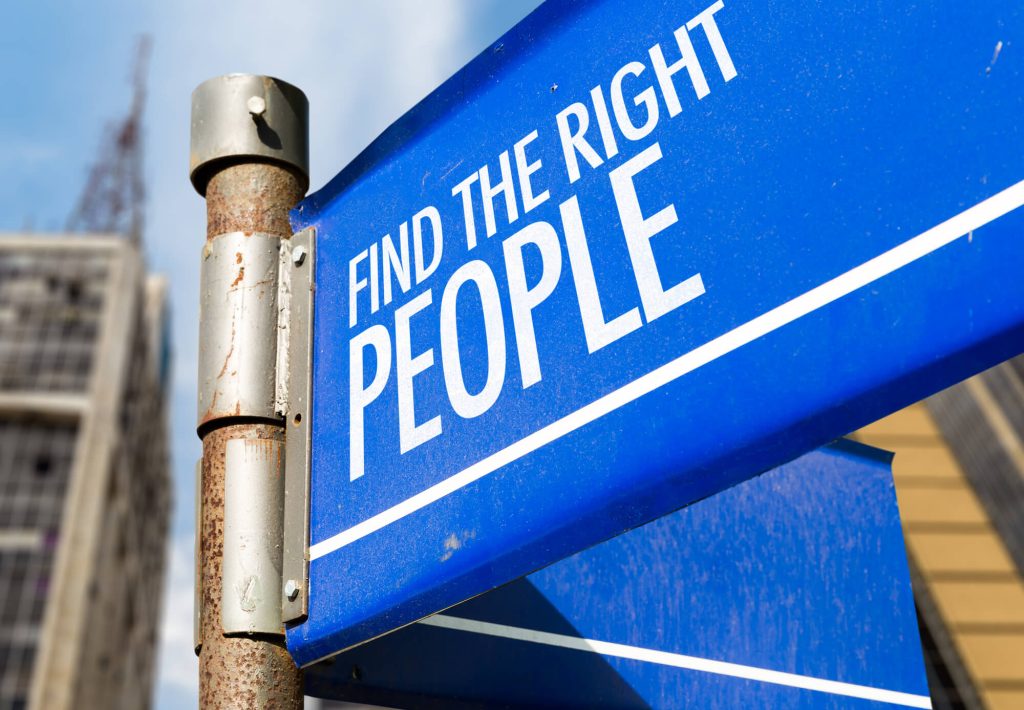 text that reads find the right people on a sign from an employee leasing company
